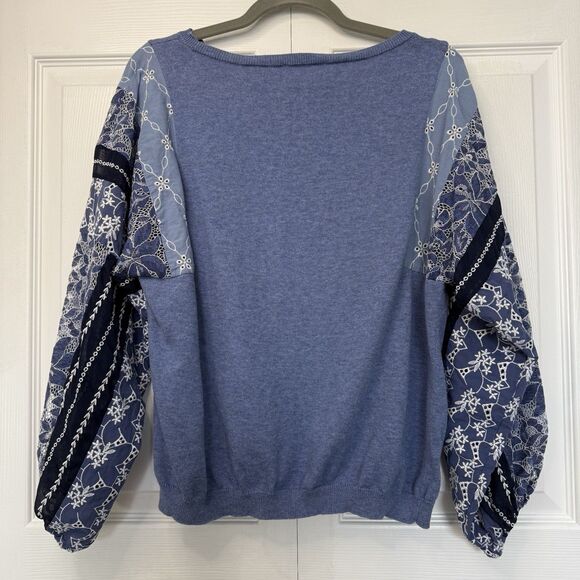 Chico's Faded Indigo Blue Pullover Sweater Women’s Size 1 (M) - Picture 3 of 8